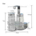 Shaker transparente au sel et au poivre avec support en acier inoxydable